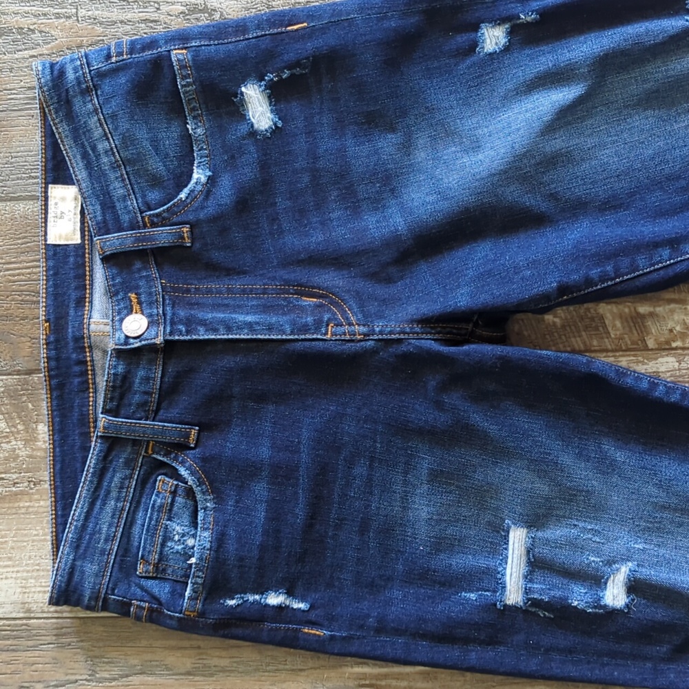BRIDGE By GLY Mid Rise Skinny stretch distressed jeans style #BG5100L sz 27 tall - Picture 4 of 13